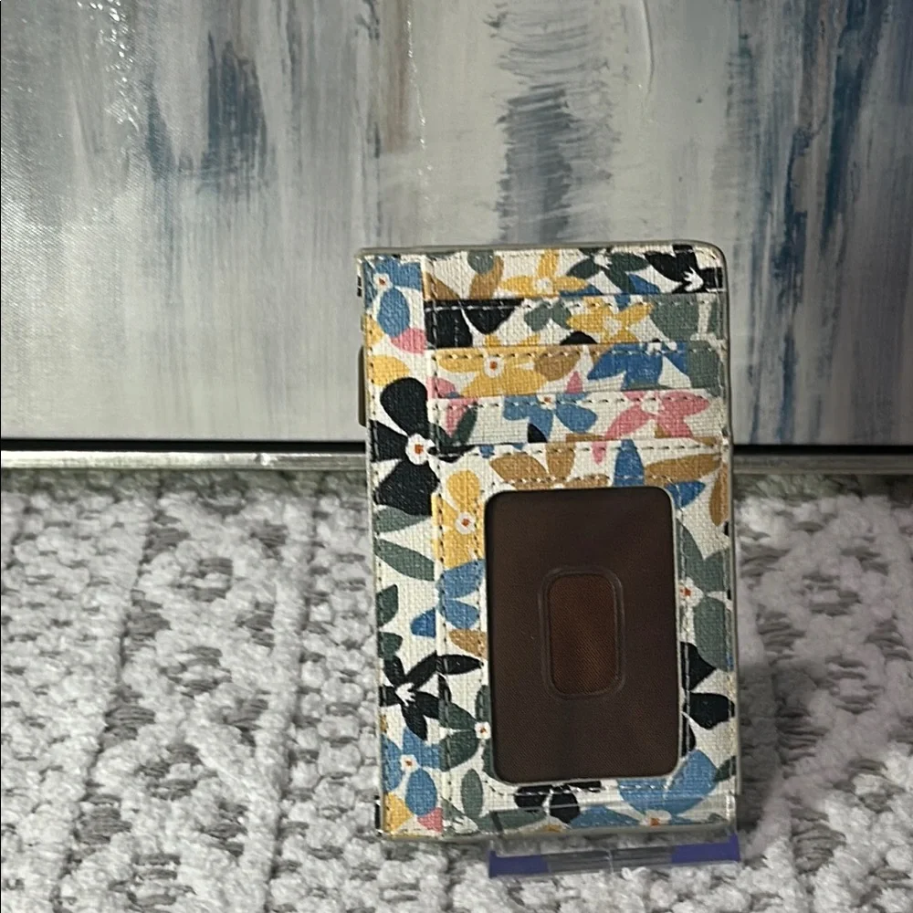 Fossil Women's Logan Faux Leather Wallet Slim Minimalist Zip Card Keychain NWOT - Picture 8 of 12